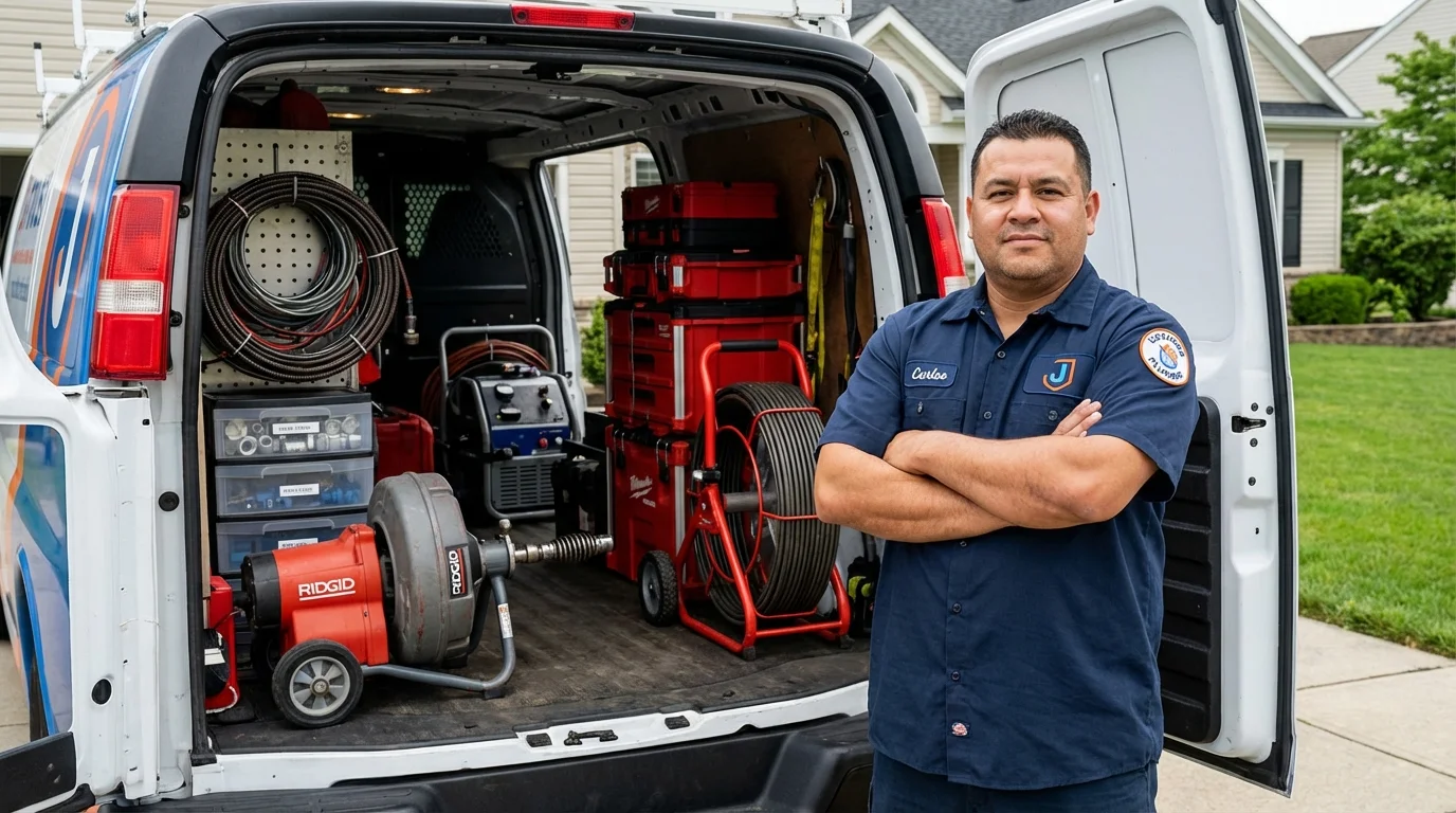 Professional drain cleaning equipment and Johns Plumbing LLC plumber in Lewisburg