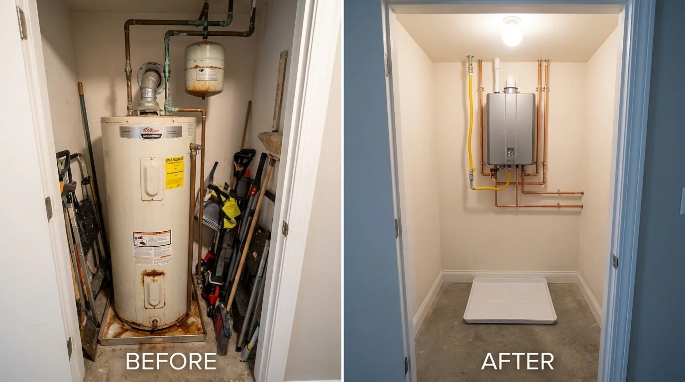 Tank water heater versus wall-mounted tankless unit comparison for Lewisburg, OH homeowners